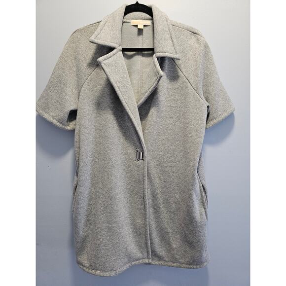 Michael Kors Women's‎ Grey Short Sleeve Knit Cardigan Sweater Mid Length  Size M - Picture 1 of 5